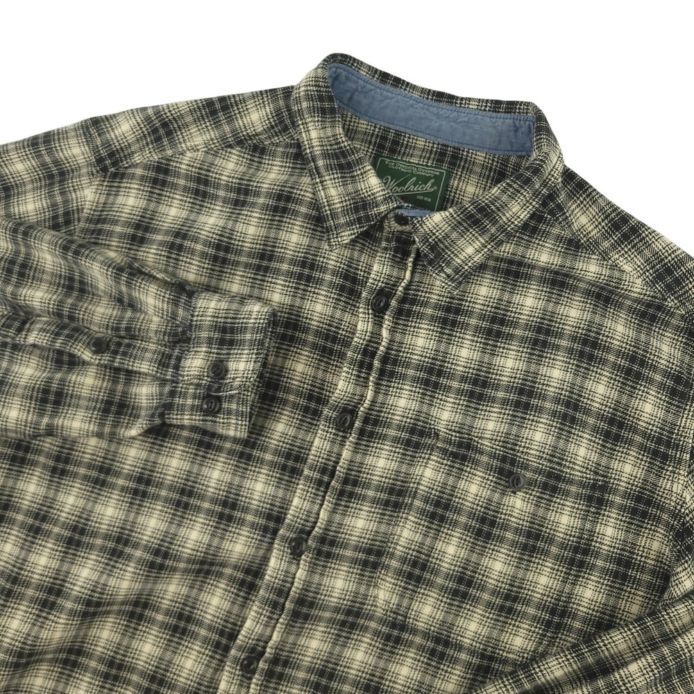 Woolrich Flannel Shirt Mens XL Black Plaid Long Sleeve Button Up Outdoor Casual